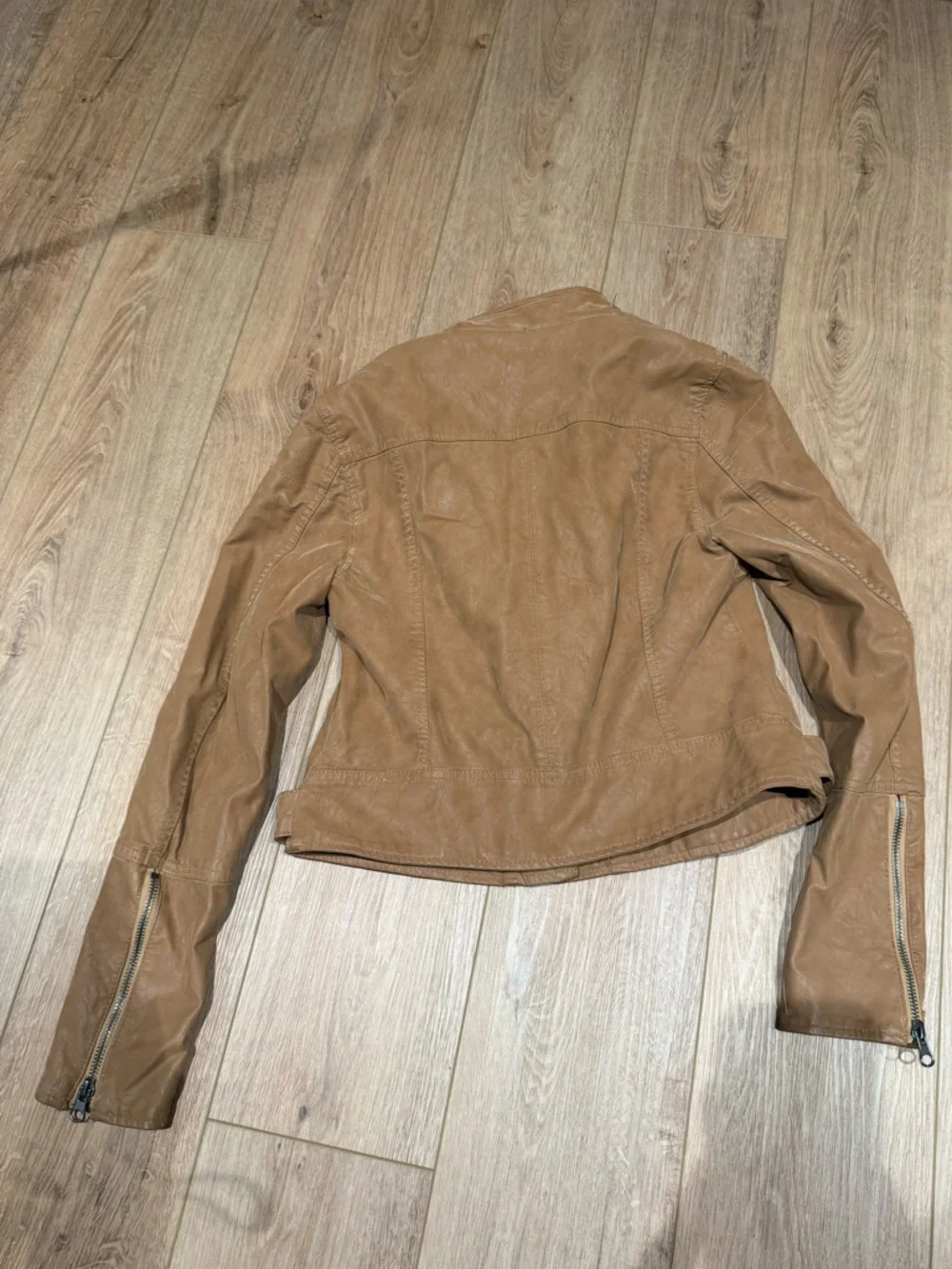 We The Free tan brown vegan‎ leather biker jacket